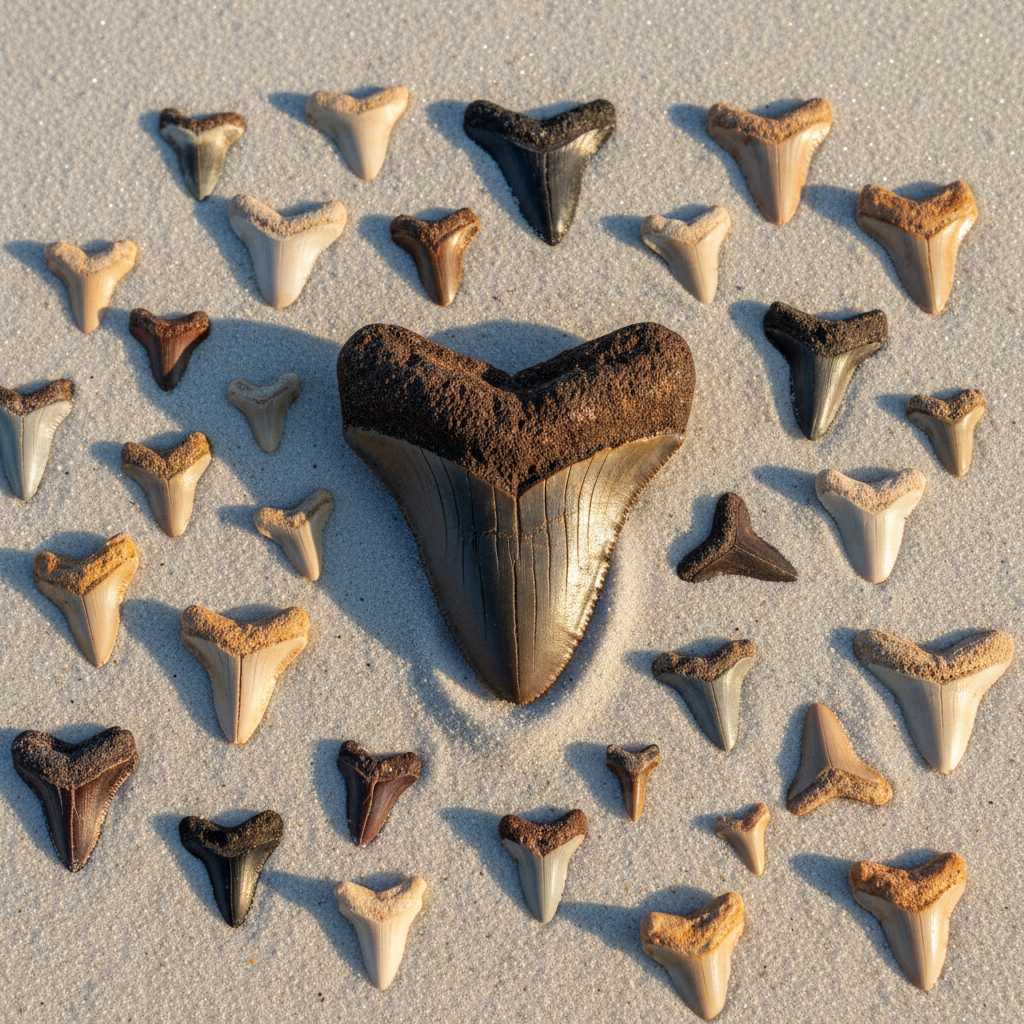 Shark tooth and fossil collection from a Charleston tour